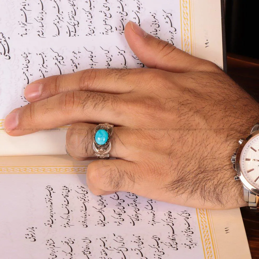 انگشتر فیروزه شجری مردانه کد 2098