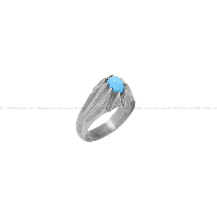 انگشتر فیروزه عجمی مردانه کد 10692