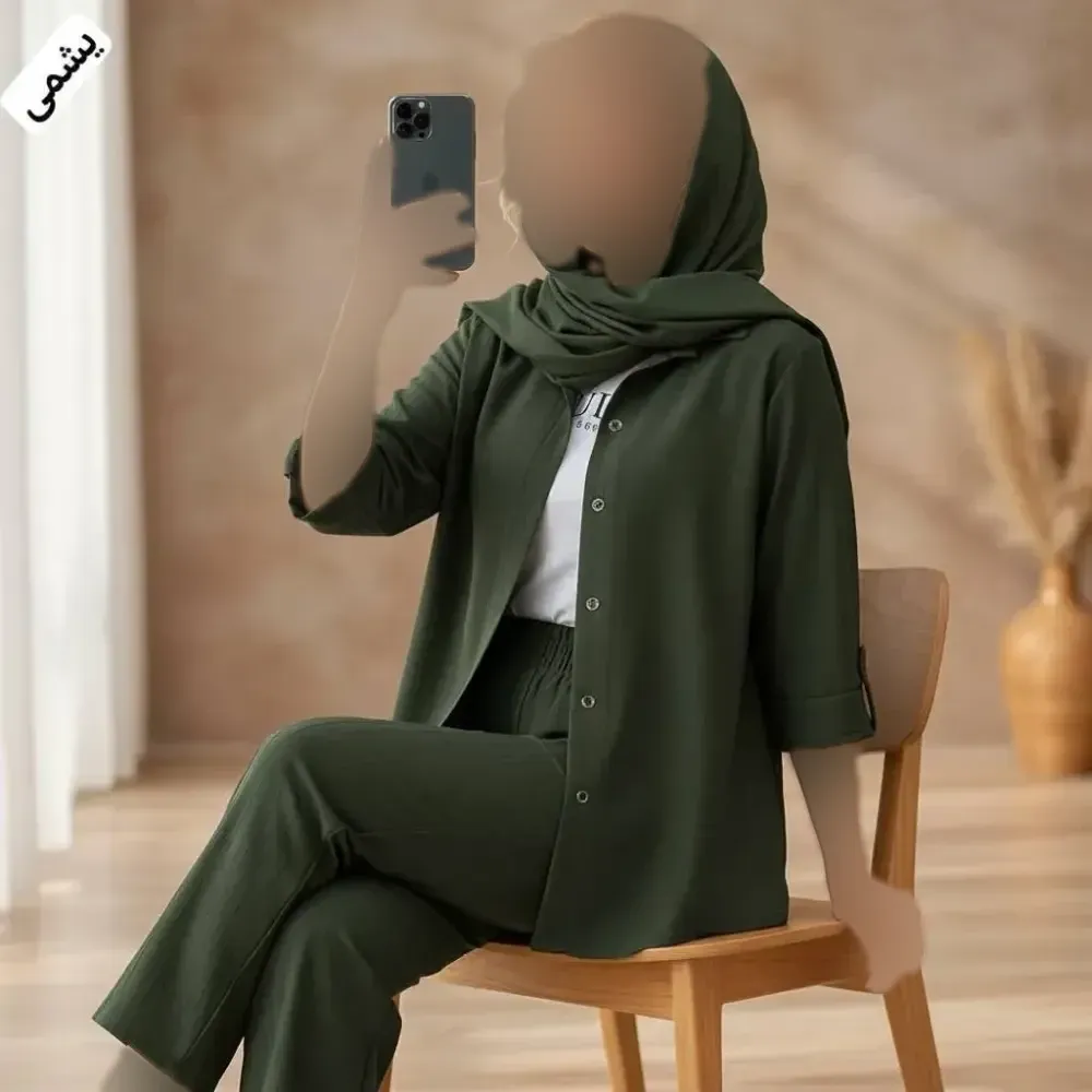 ست بارونی زنانه فائزه جنس ایوا رنگ نسکافه ای و کرمی سایز فری 36 تا 46
