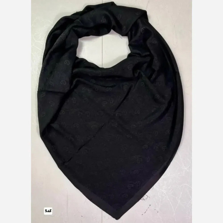 روسری مشکی ژاکارد قواره 140 دور دوخت