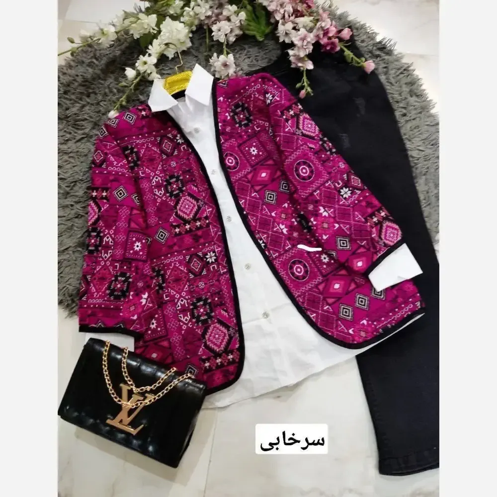 کت زنانه گلیمی جنس تافته سوزن دوزی سنتی فری سایز 36 تا 46