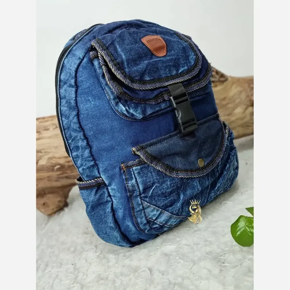 کوله پشتی لی مدل یکتا جنس جین ابعاد 40 در 30 رنگ آبی