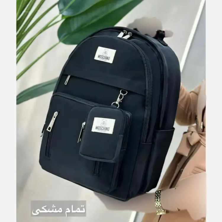 کوله پشتی مدل زرین جنس دیبا ضد آب دارای 3 زیپ و جای قمقمه ابعاد 40 در 28 سانتیمتر