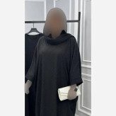 عبای زنانه مجلسی مدل نگیندار جنس الیزه رنگ مشکی فری سایز (2)