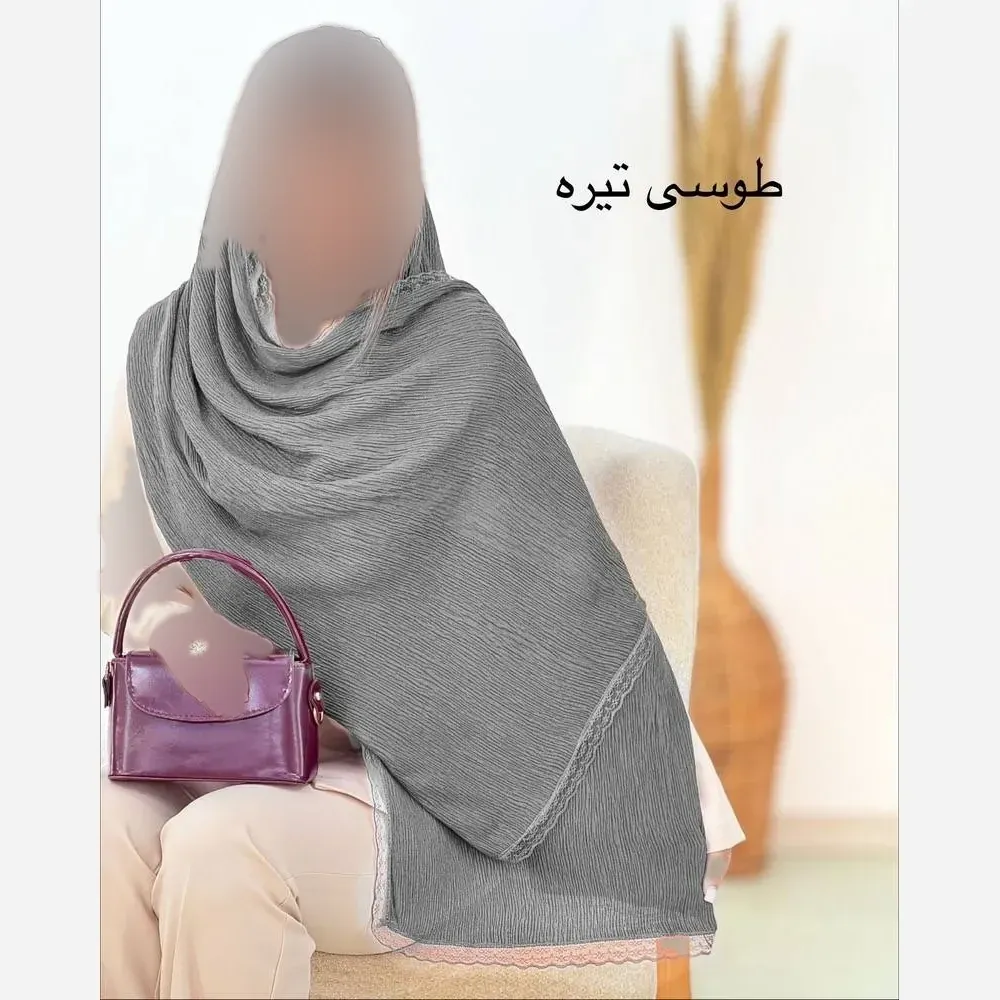 شال پلیسه لبه توری مجلسی سایز بزرگ ابعاد 180 در 75 سانتی متر