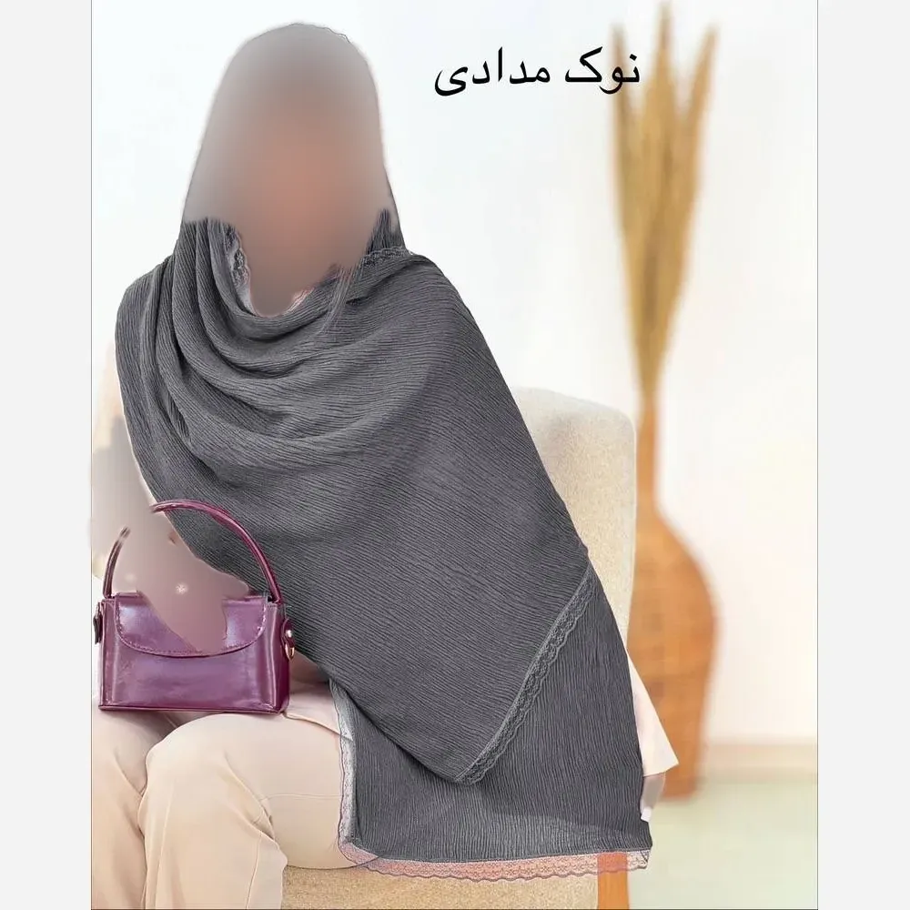 شال پلیسه لبه توری مجلسی سایز بزرگ ابعاد 180 در 75 سانتی متر
