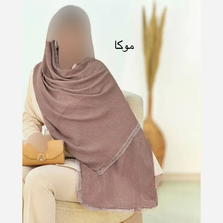 شال پلیسه لبه توری مجلسی سایز بزرگ ابعاد 180 در 75 سانتی متر