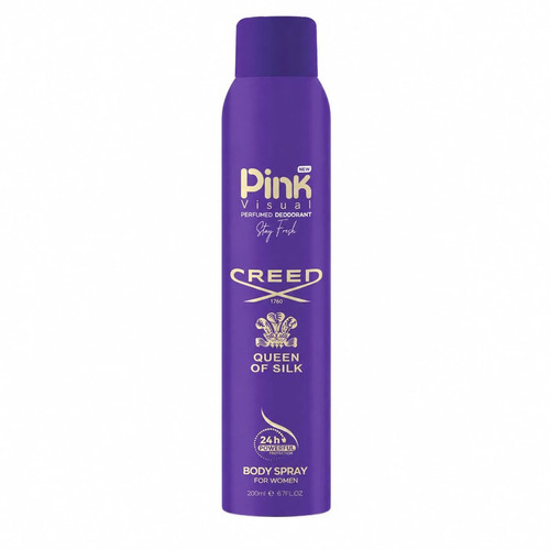 اسپری دئودورانت زنانه پینک ویژوآل مدل Creed Queen of Silk حجم 200 میلیلیتر
