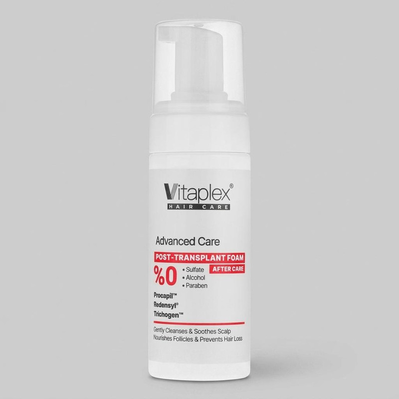 شامپو فوم تقویت‌کننده و ضد ریزش مو ویتاپلکس مدل Advanced Care مناسب موهای کاشته شده حجم 150 میلی‌لیتر