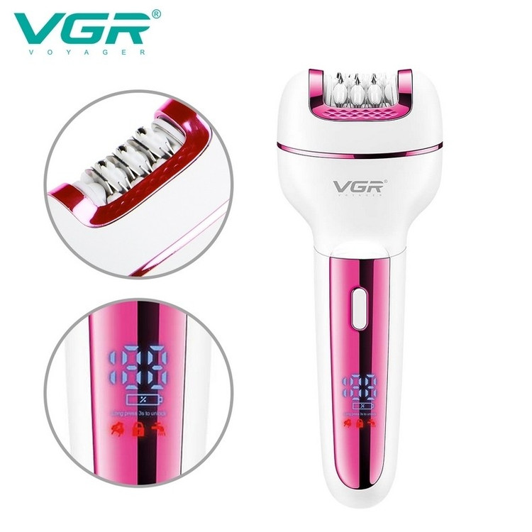 اپیلاتور 3 کاره صورت و بدن ( پک 5 عددی ) وی جی آر V-732 شارژی موکن اپیلیدی و ماشین اصلاح 732 (خرید شیور گناوه مارکت )