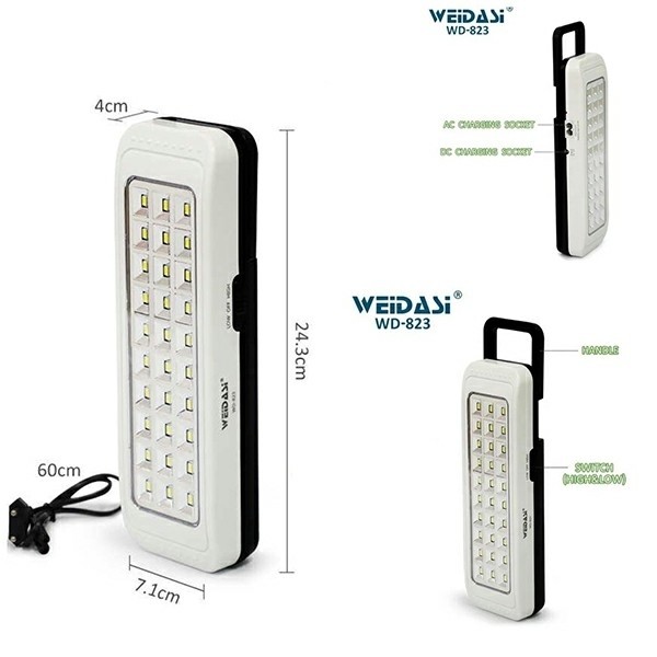 لامپ اضطراری شارژی ویداسی 30 عدد لامپ WD-823A مهتابی شارژی کمپینگ لامپ 823 ( گناوه مارکت )