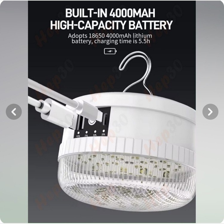 لامپ شارژی کمپینگ 80 وات دی پی DP-7823B چراغ روشنایی اضطراری آویزی 7823 ( گناوه مارکت )