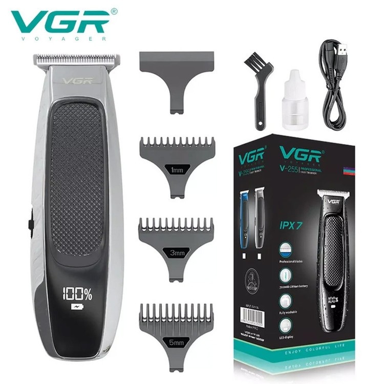 ماشین اصلاح موی سر و صورت ضد آب و برش مستقیم و ریش تراش وی جی آر خط زن شارژی V-255 ورژن جدید 255 ( گناوه مارکت )
