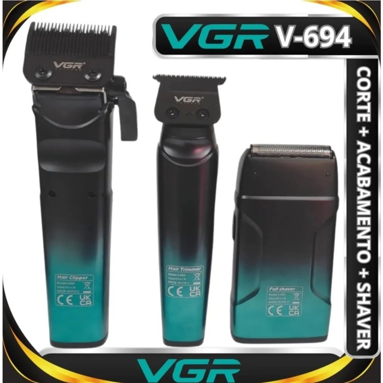 ست ماشین اصلاح سه کاره ( شیور و خط زن و حجم زن )موی سر و صورت وی جی آر V-694 ورژن جدید 694 ( گناوه مارکت