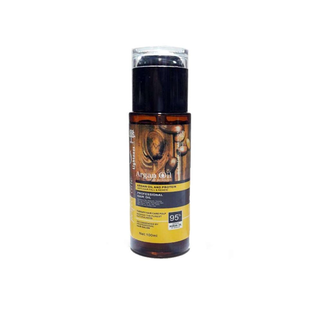 روغن آرگان خالص اصل lightness argan oil حجم 100 میل روغن ارگان لایت نس سرم آبرسان مو تقویت موی دکلره شده روغن ضد موخوره