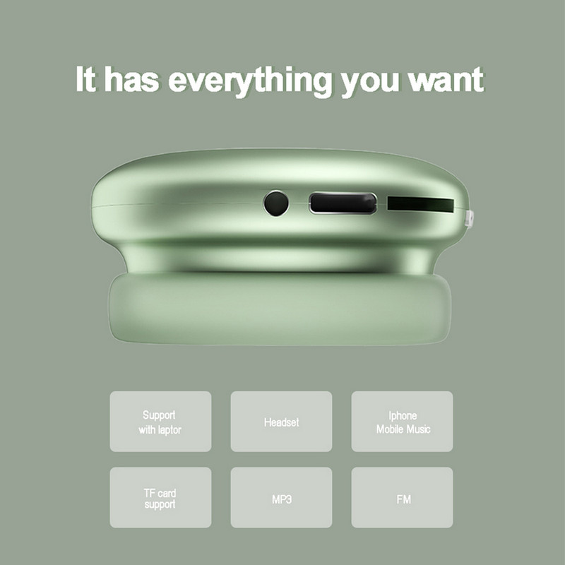 هدفون بلوتوثی مدل Airpods Max P9 بدون نویز کنسلینگ، درگاه شارژ USB Type-C، دارای میکروفون با کیفیت 105 دسیبل، مقاوم در برابر رطوبت و عرق
