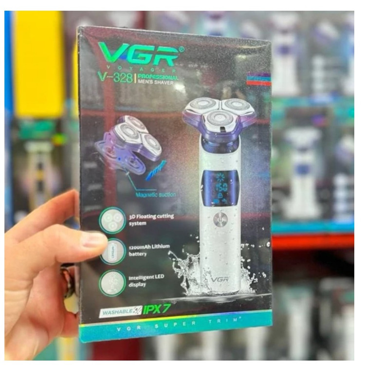 ماشین اصلاح سه تیغ ضد آب صورت وی جی آر مدل vgr v-328 کد 328 شیور ریش تراش با کیفیت و پر قدرت