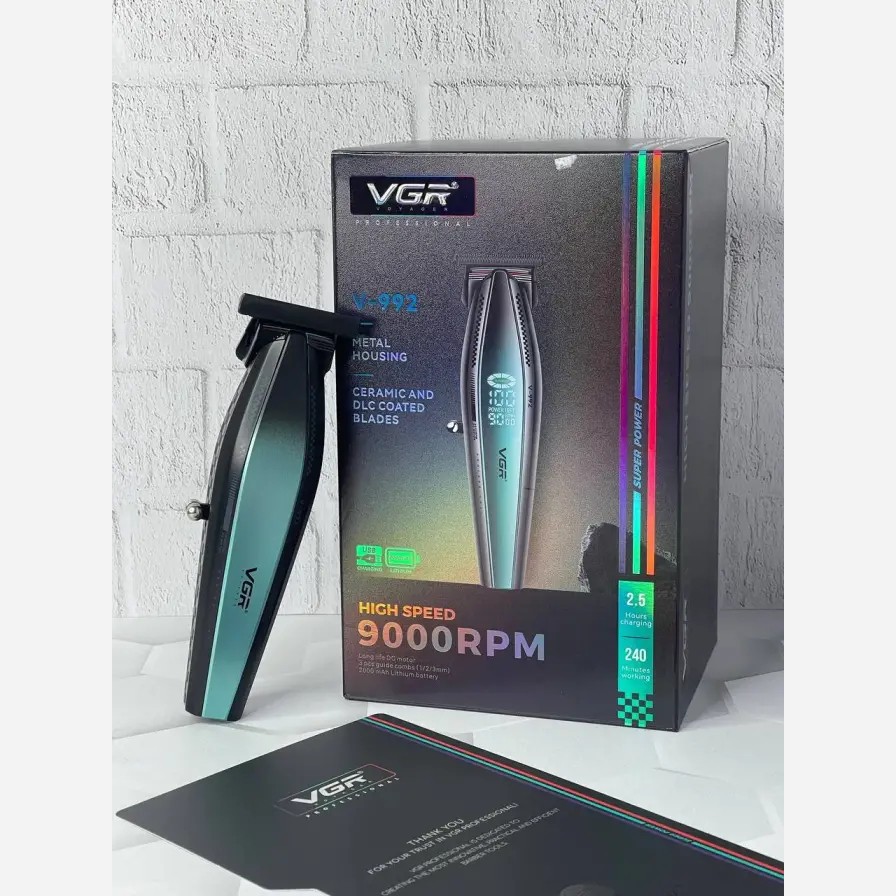 ماشین اصلاح صفر زن خط زن وی جی آر V-992شاهکاری از وی جی آر 9000 دور در دقیقه