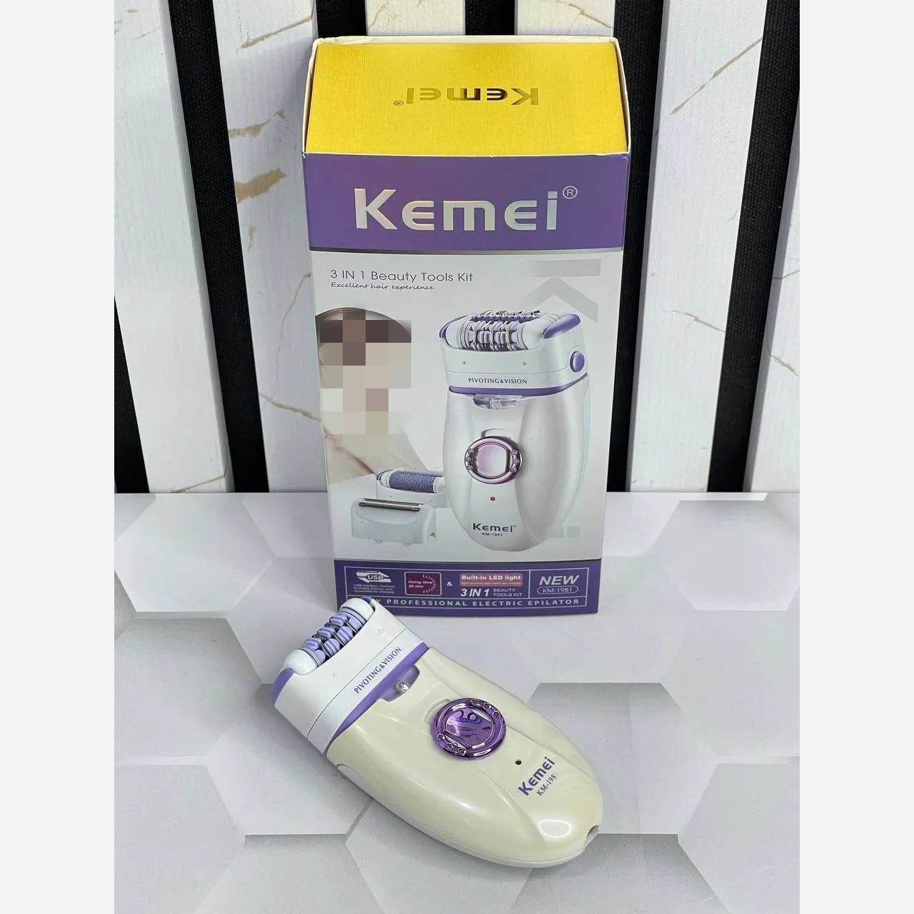 شیور 3 کاره بانوان کیمی Kemei -شیور و موکن و سوهان.