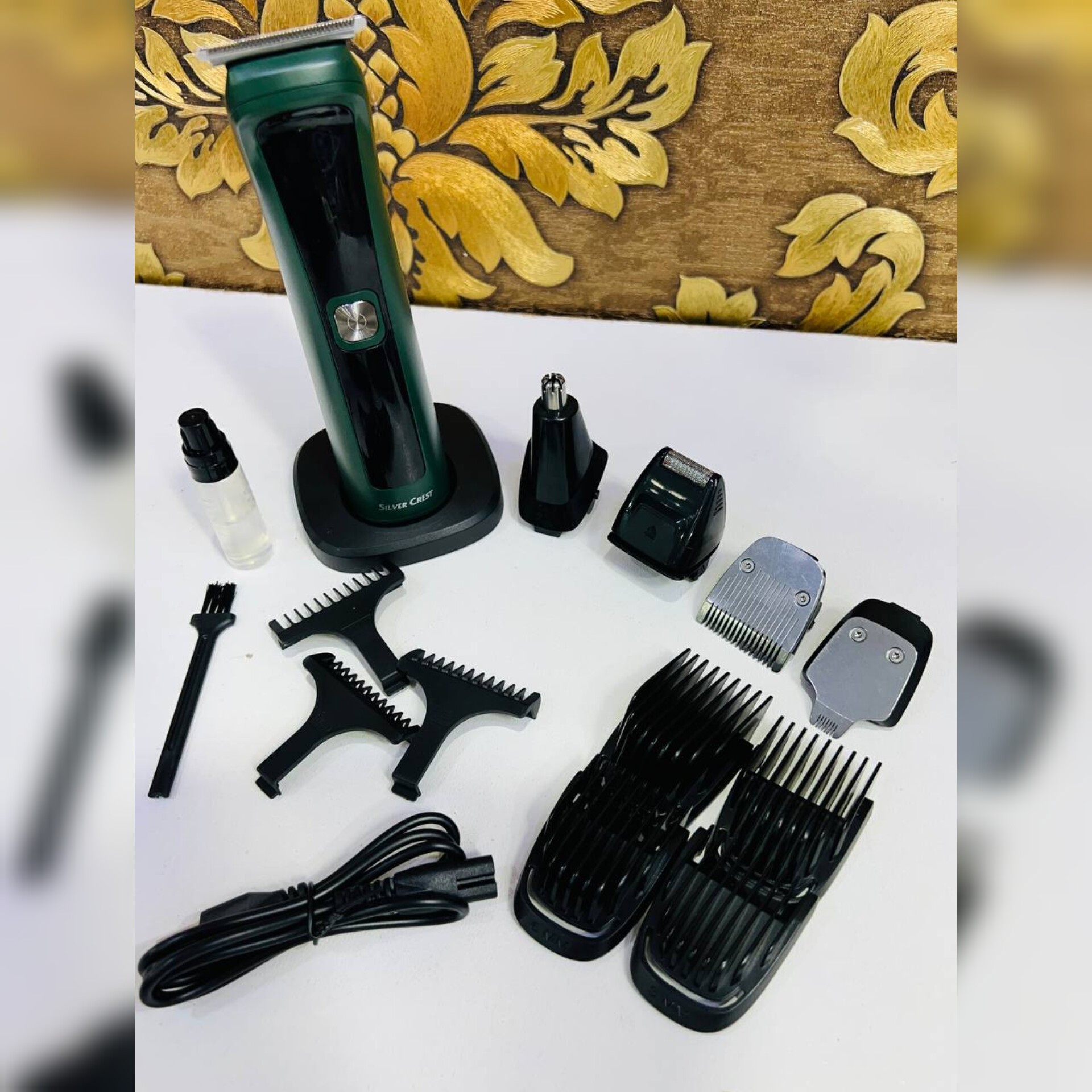 ست ماشین اصلاح اقایون سیلور کرست برند آلمان شارژی و بی سیم 5 کاره(ماشین اصلاح-خطزن-شیور-موزن گوش و بینی -خط زن کوچک)