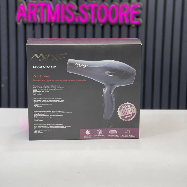 سشوار حرفه ای مارک mac stylerموتور سنگین AC اورجینال