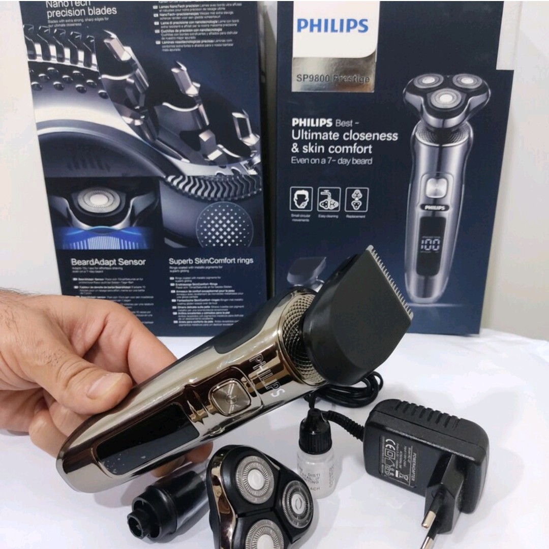 ماشین اصلاح سه تیغ فیلیپس مدل SP 9800 اصلی اورجینال فوق هوشمند چهار کاره دیجیتالی و زیر دوشی