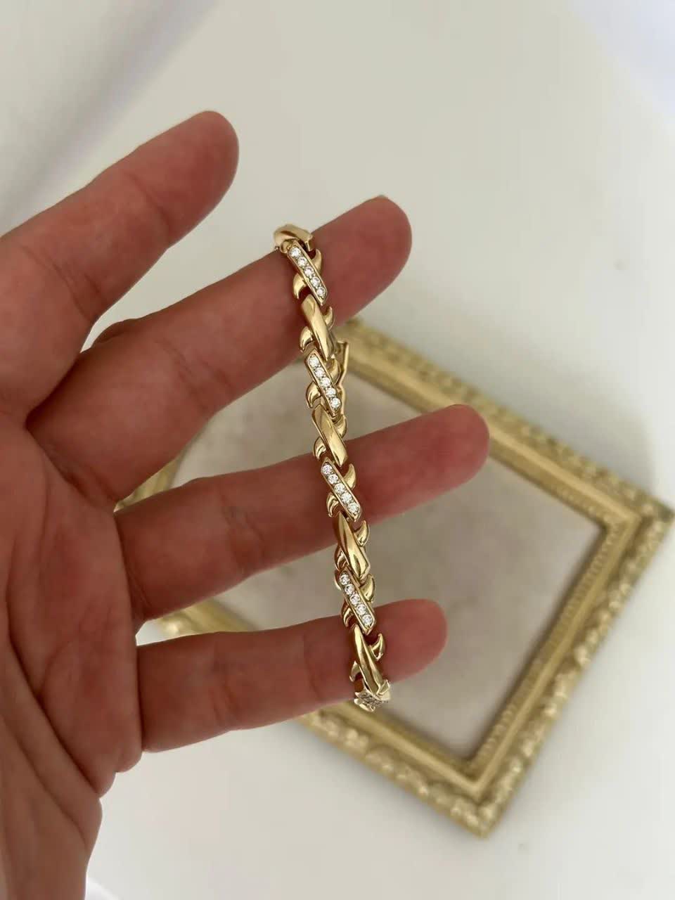 دستبند ژوپینگ طرح گندمی مشابه طلا