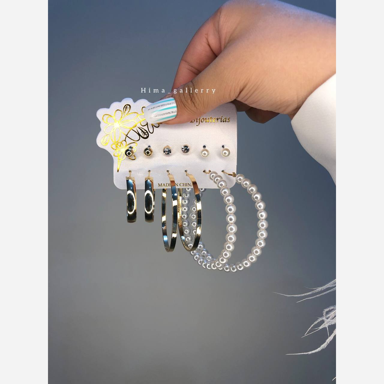 پک گوشواره رنگی و مرواریدی گالری هیما