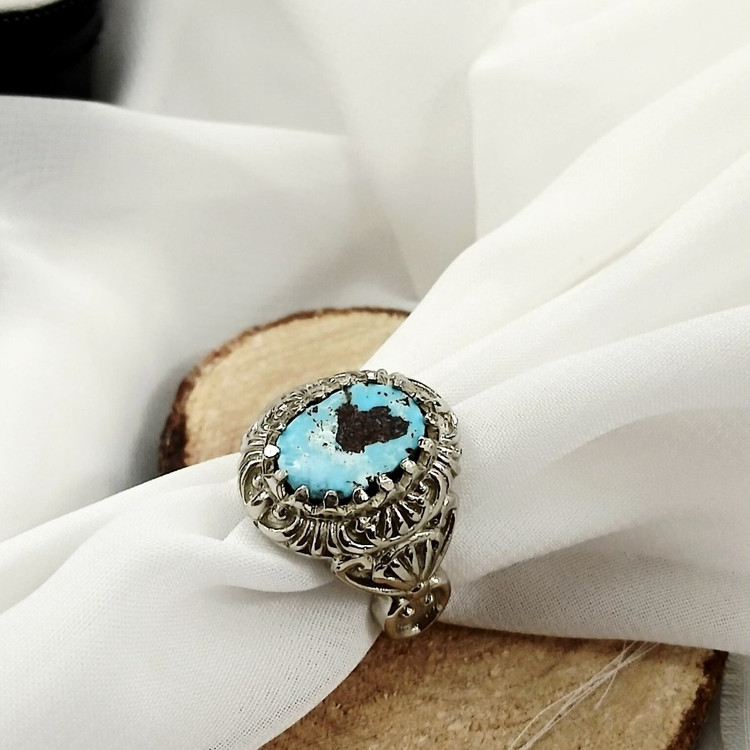 انگشتر مردانه فیروزه نیشابور اصلی اصل سنگ اصلی ظریف سنگ فیروزه اصل