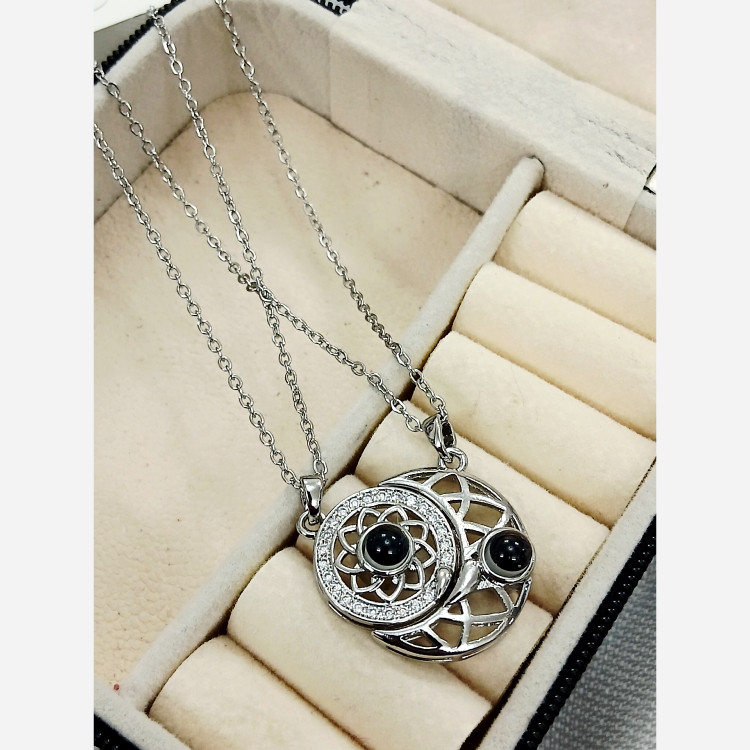 گردنبند ست تلسکوپی نقره ای خاص و شیک