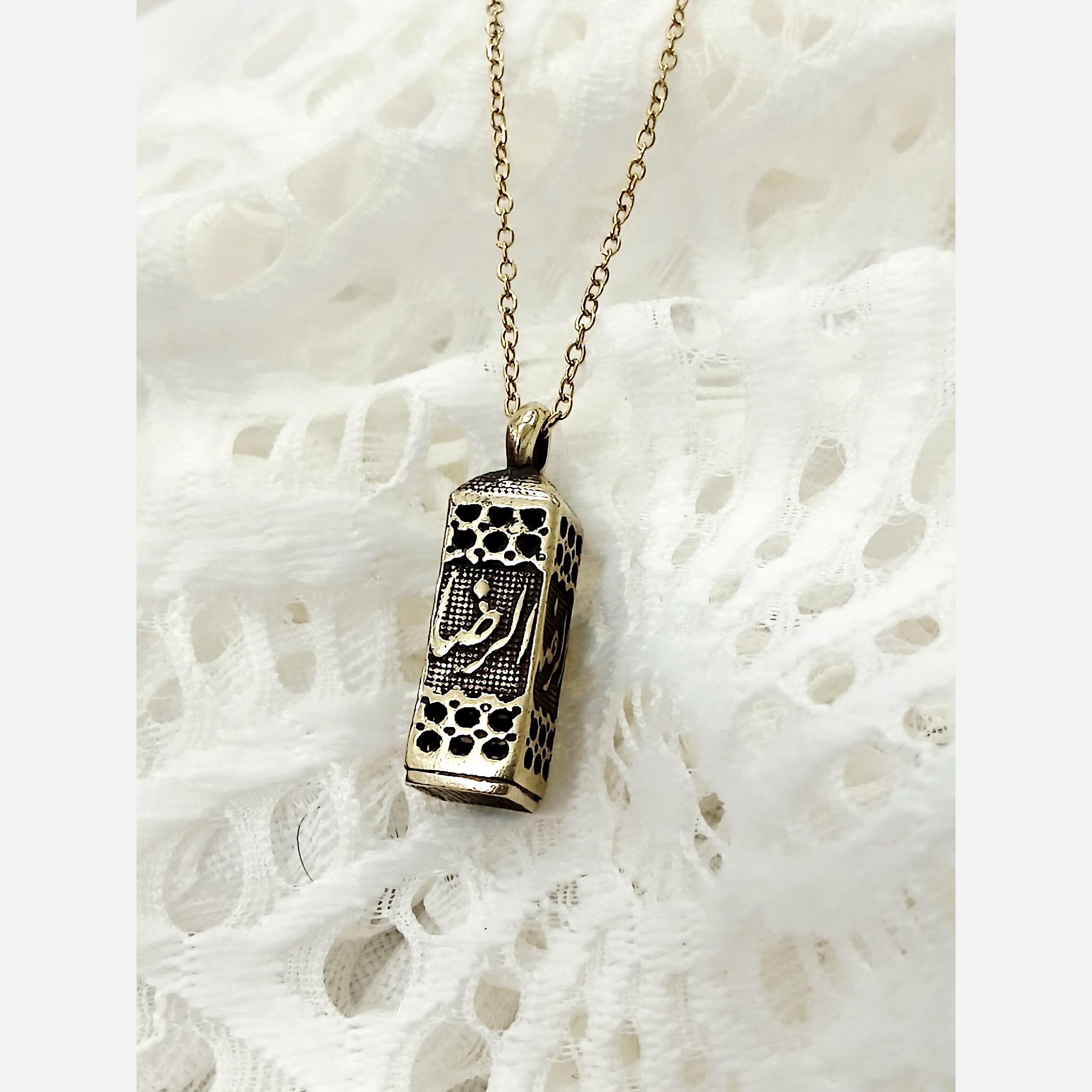 گردنبند حرز امام جواد طلا روس مربع استوانه ای الرضا