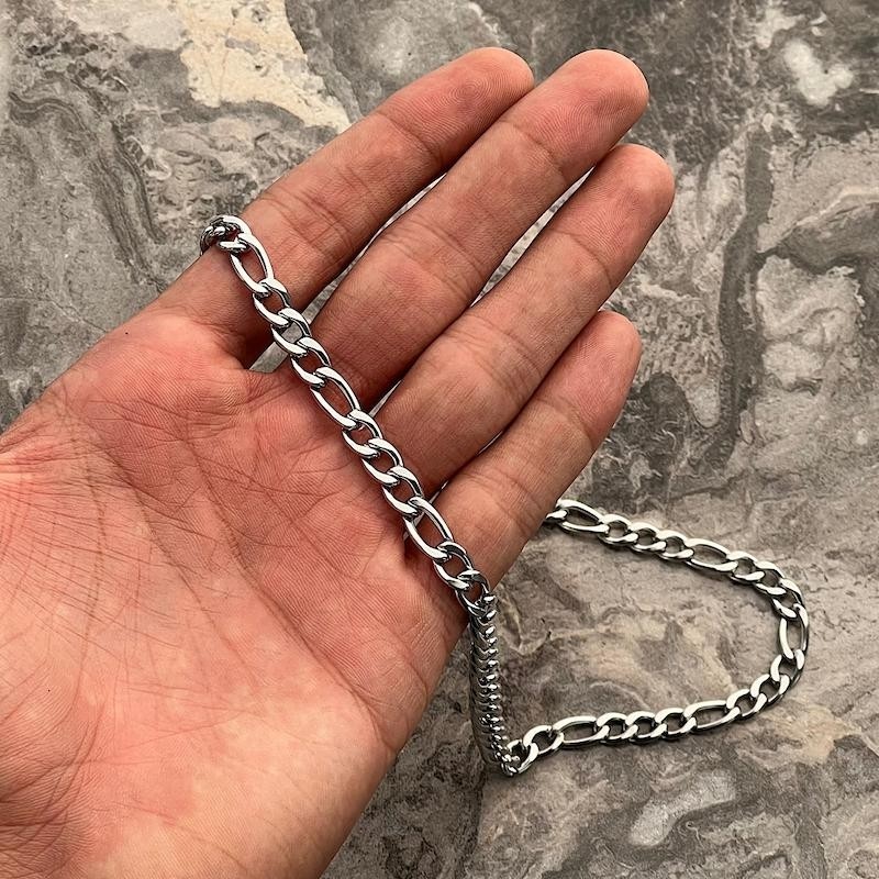 زنجیر مردانه فیگارو استیل نقره ای مردانه