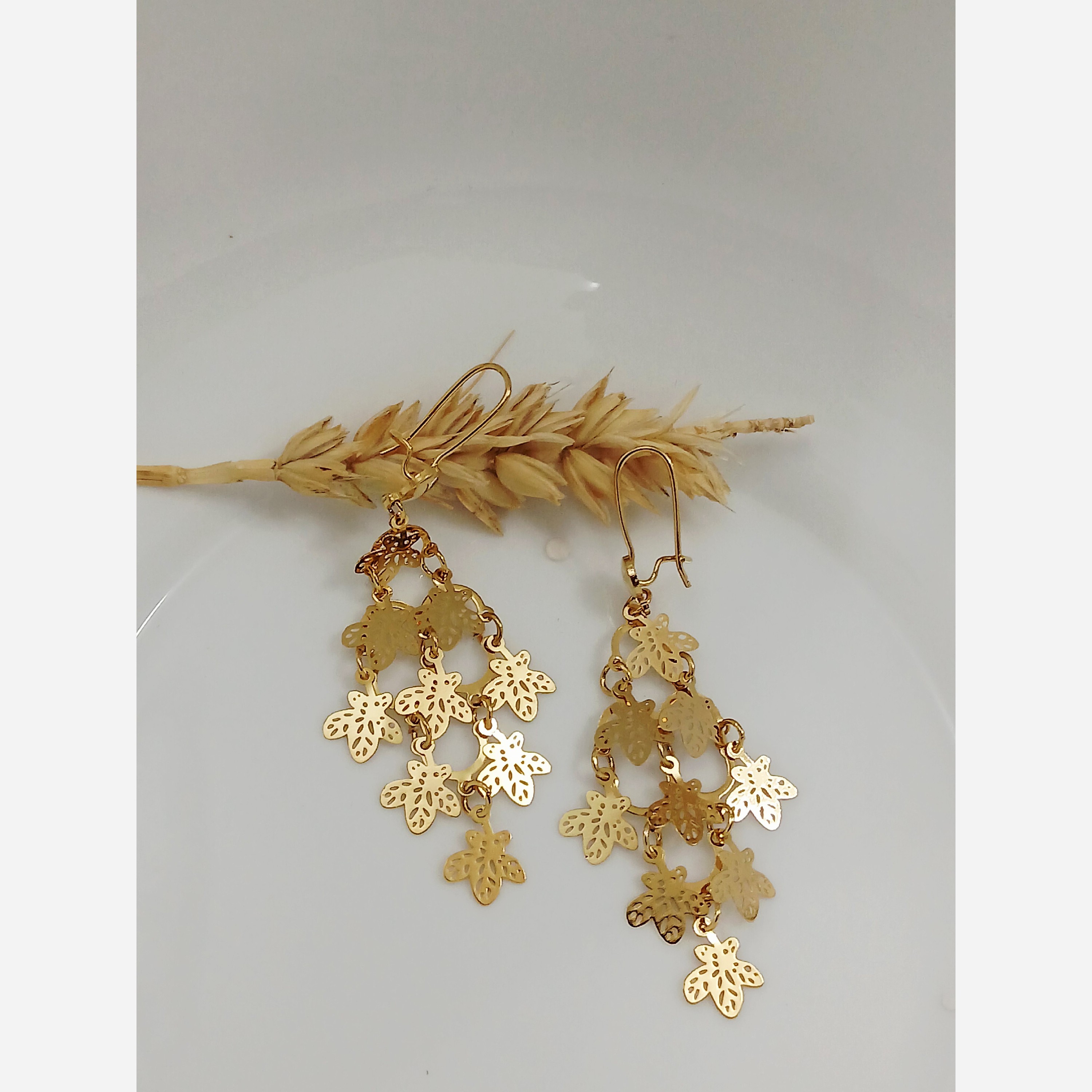 گوشواره عربی برنجی طلایی رنگ ثابت خاص درجه یک شیک