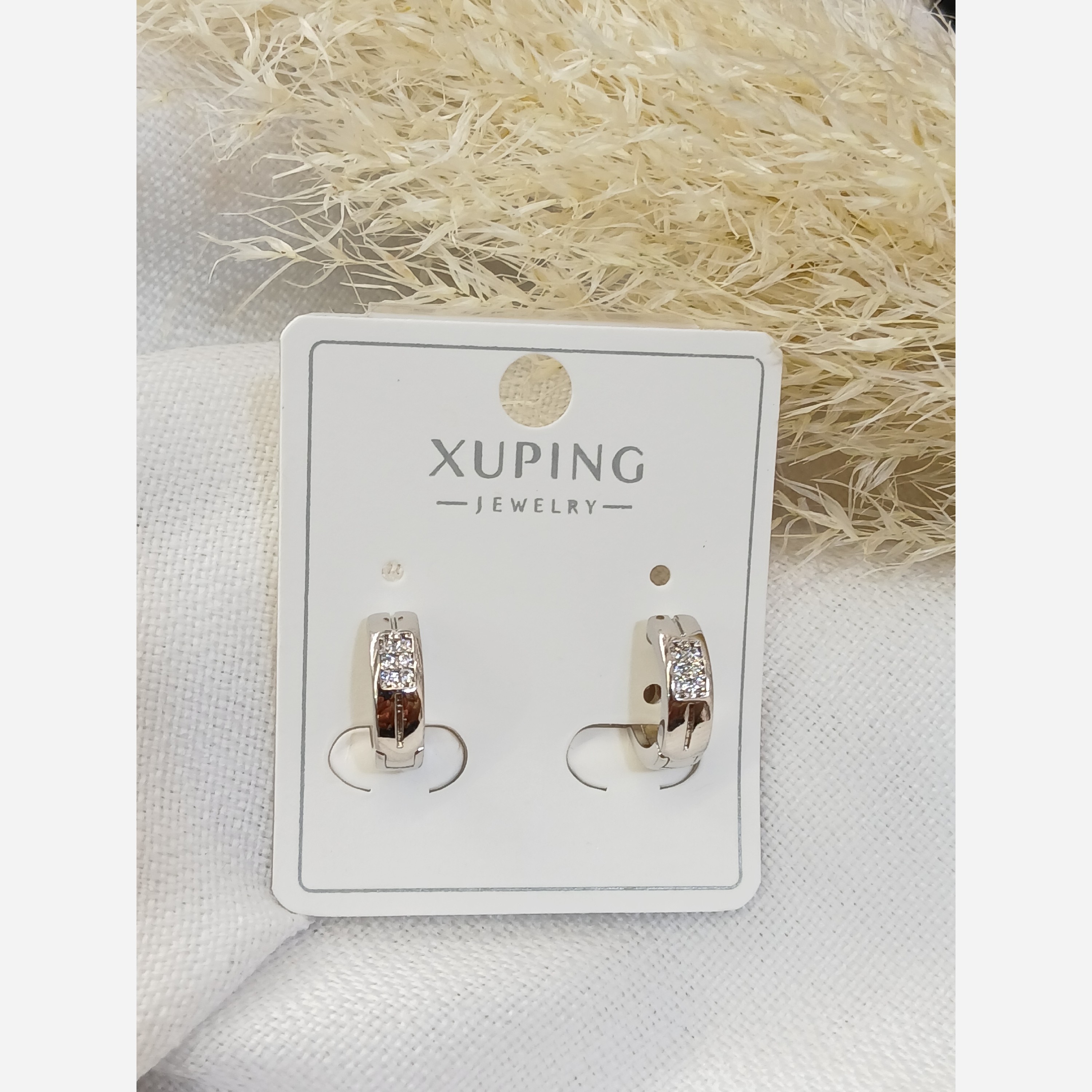 گوشواره برند ژوپینگ اصلی پر نقره ای حلقه ای نگین دار خاص