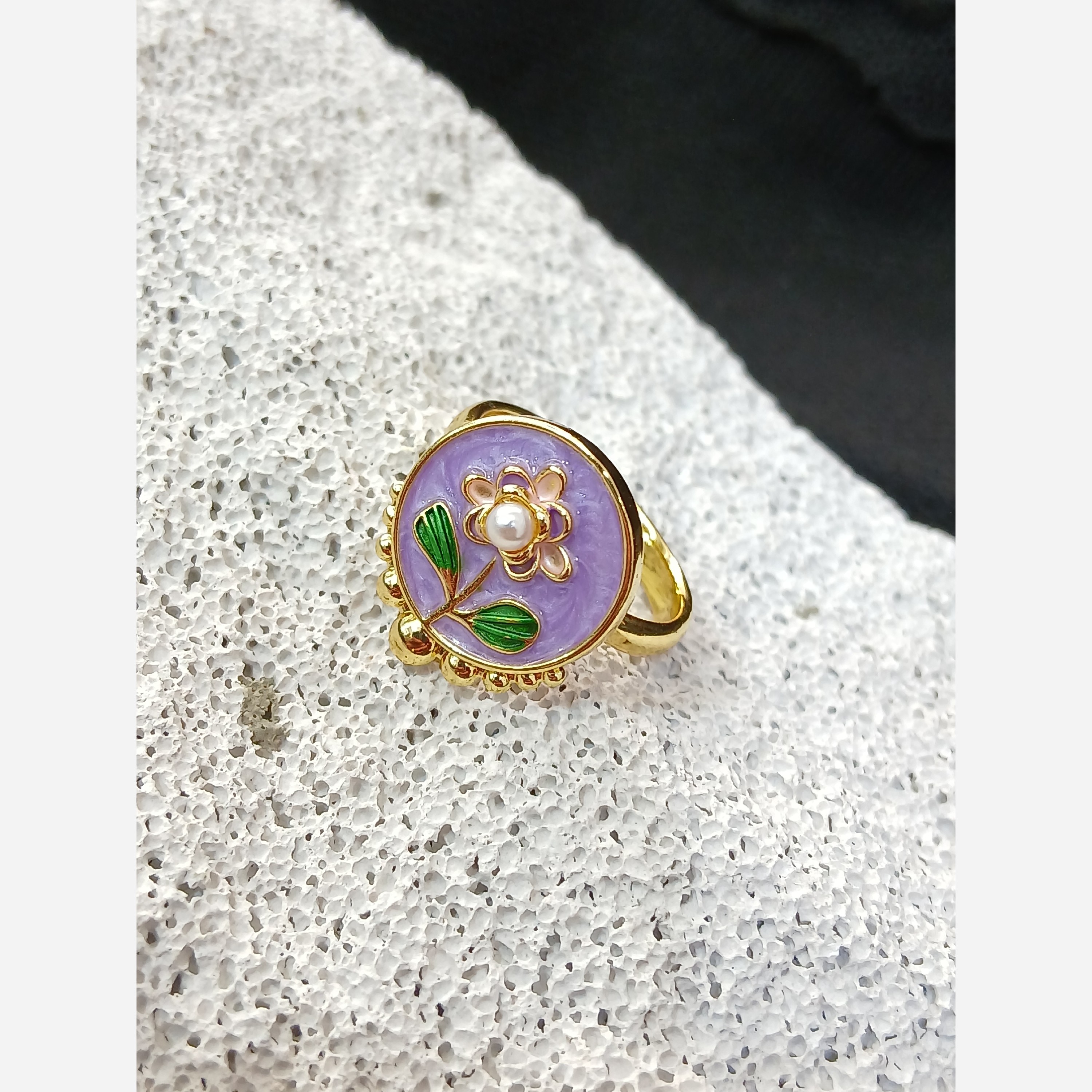 انگشتر مینا کاری دایره فانتزی رنگ ثابت