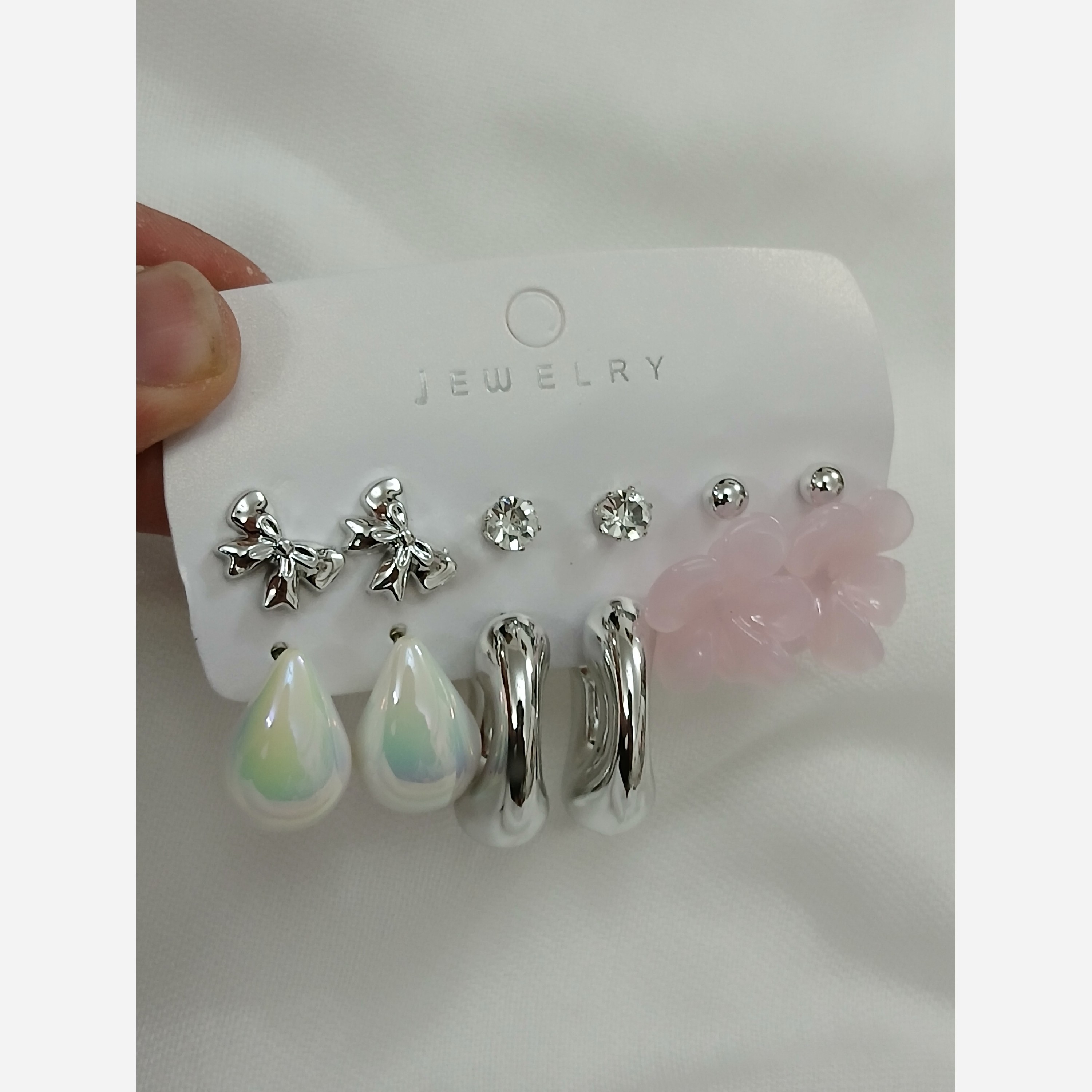 گوشواره پک 6 جفتی نقره ای خاص و درجه یک