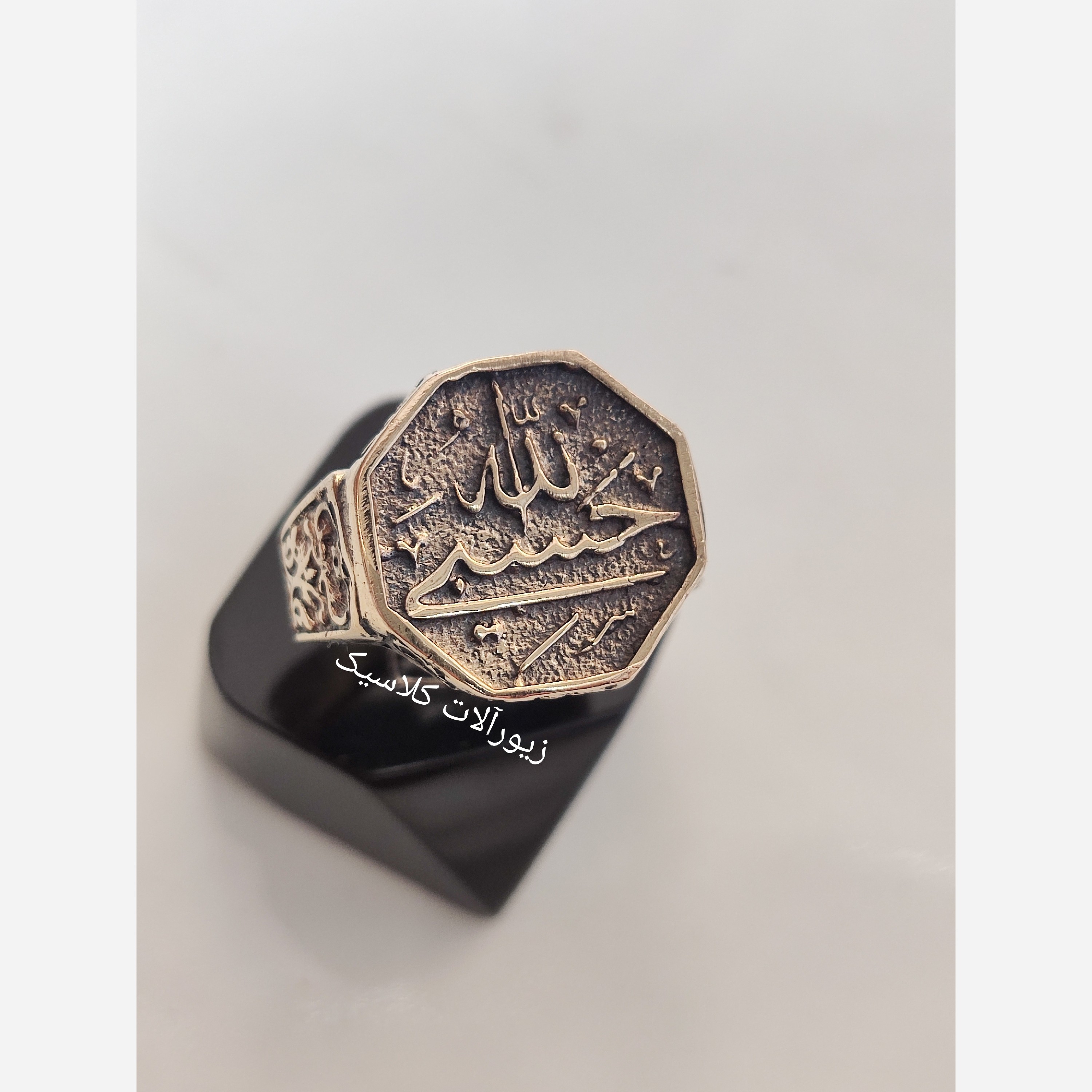 انگشتر مردانه طلا روس حسبی شش ضلعی خاص