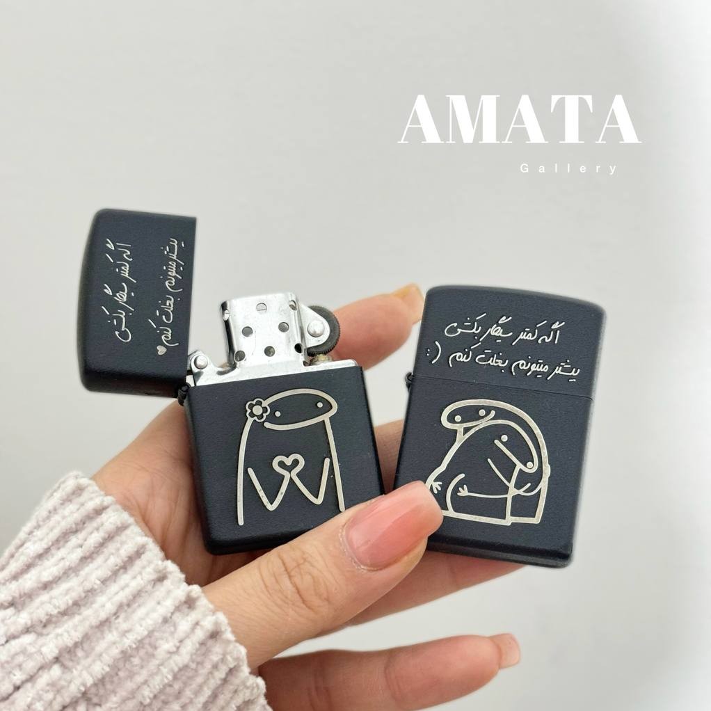 فندک طرح زیپو مشکی با حک آماده ارسال