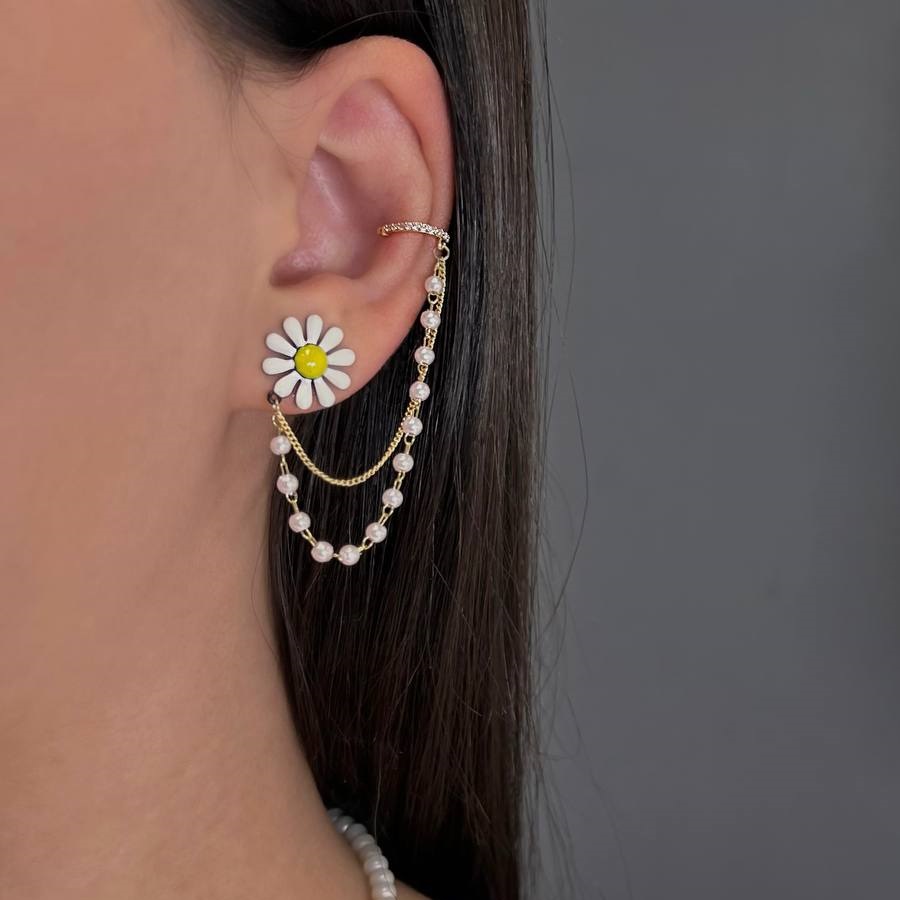 ایرکاف بابونه با آویز طلایی و سیلور