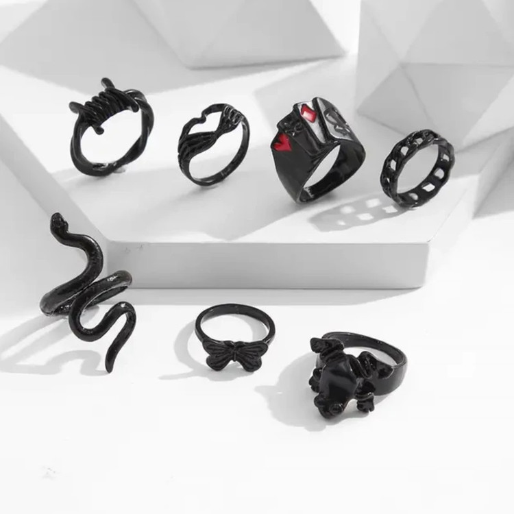 پک انگشتر مشکی هفت تایی