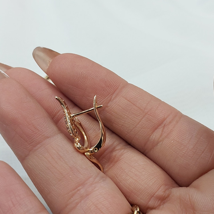 گوشواره حلقه ای نگین دار ژوپینگ طرح پرنده