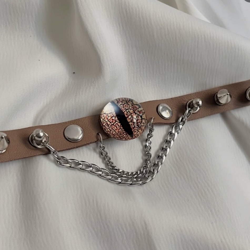 چوکر گردن اسپایک دار قهوه ای