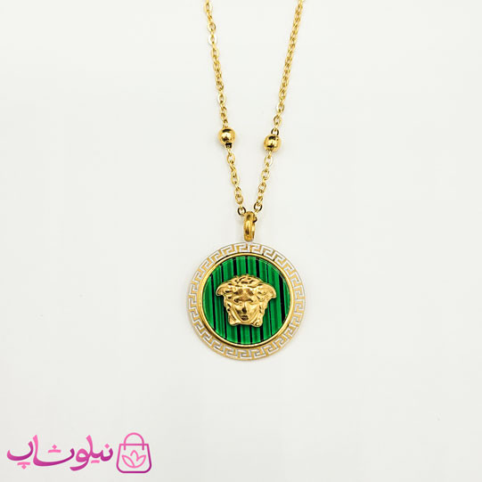 گردنبند زنانه ورساچه سبز با زنجیر توپی کد 2291