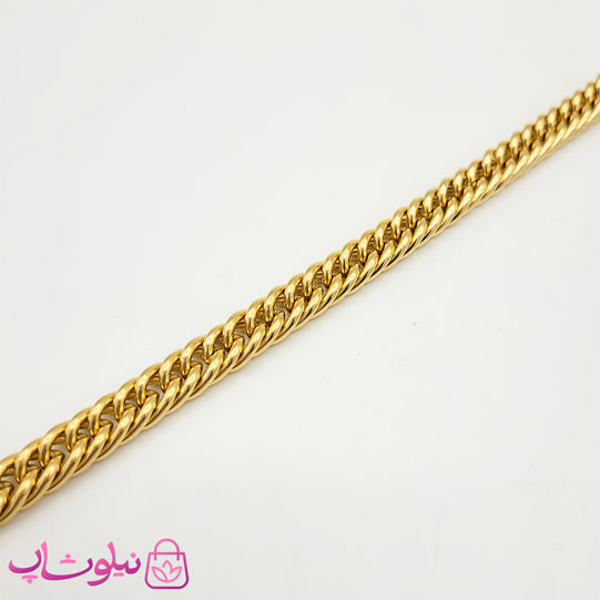 دستبند مردانه زنجیری مدل کارتیه استیل طلایی کد 300