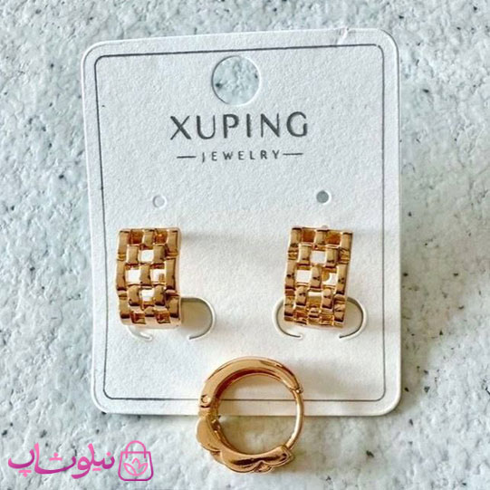گوشواره زنانه حلقه ای ژوپینگ مدل رولکس طلایی رنگ کد 2391