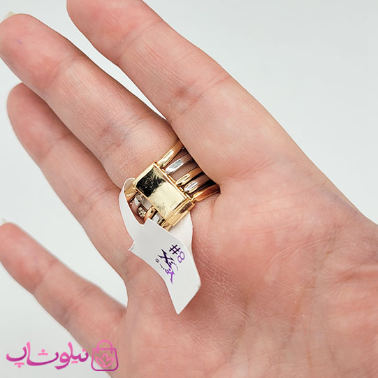 انگشتر زنانه YSX مدل پورتوفینو 5 لاین نگیندار طلایی نقره ای کد 5591
