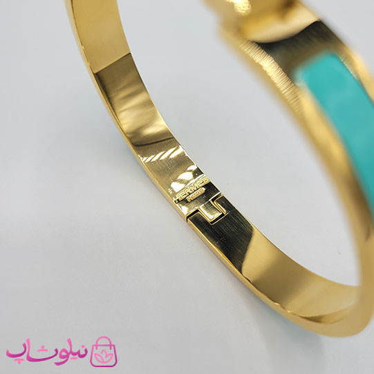 دستبند زنانه هرمس سبز طلایی استیل قفل اورجینال کد 800