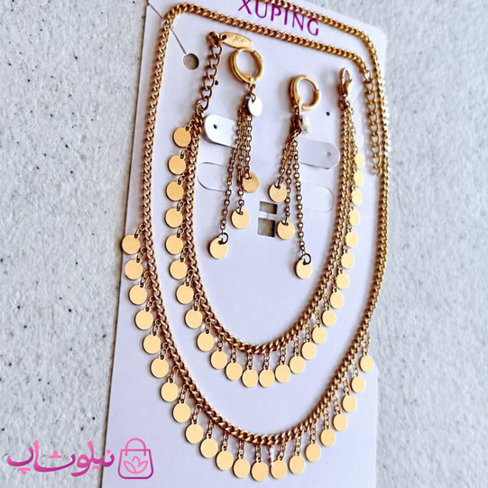 سرویس زنانه ژوپینگ مدل پولکی (آویزهای دایره) کد 3000