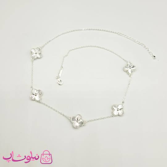 گردنبند زنانه ونکلیف فول آبکاری نقره تراشدار کیفیت مستر کد 750