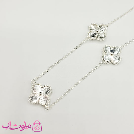 گردنبند زنانه ونکلیف فول آبکاری نقره تراشدار کیفیت مستر کد 750